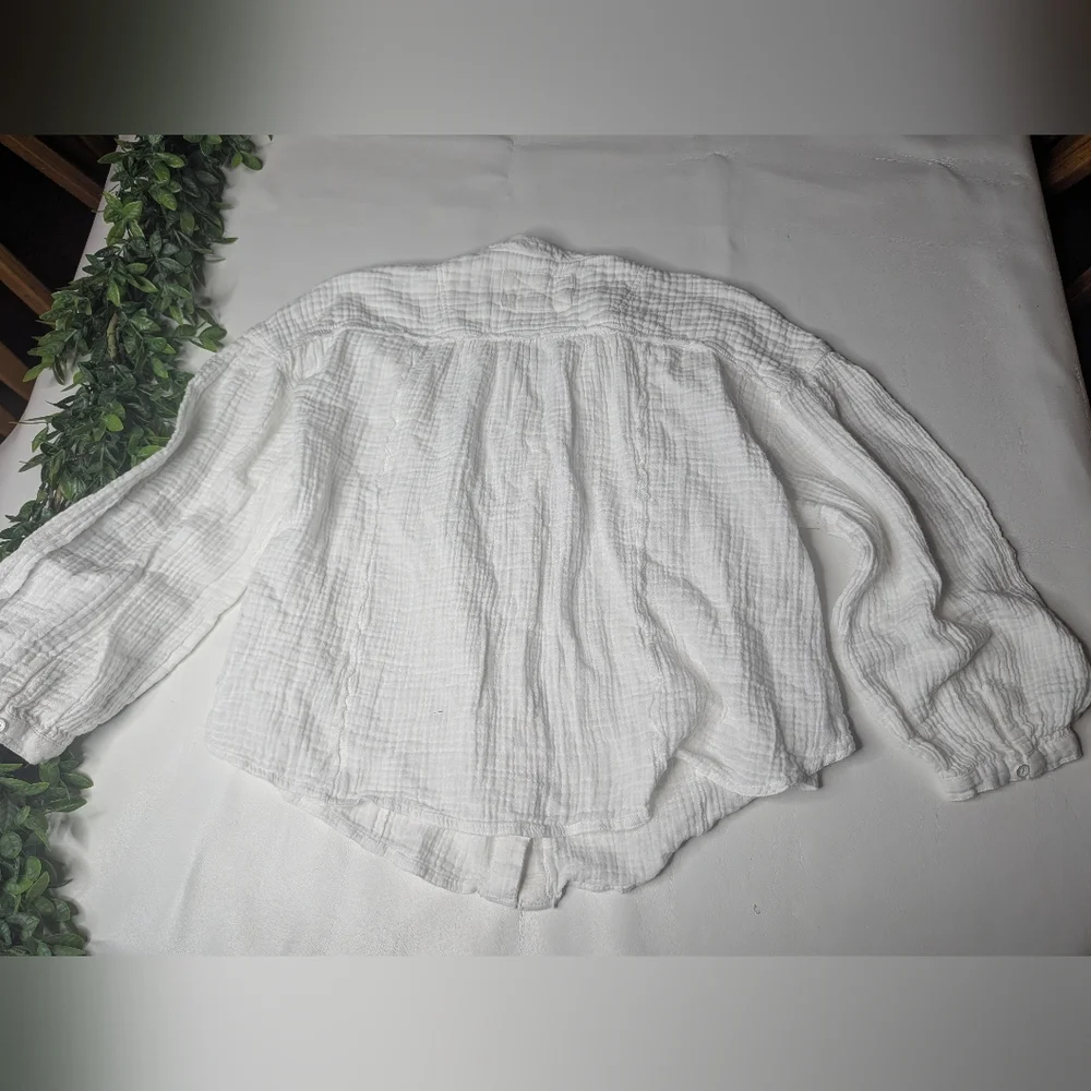 Free People We The Free Valley Double Cloth Top White Size Large